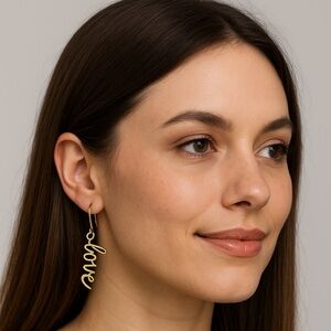 Handmade Wire “Love” Dangle Earrings Stainless Steel Hooks Lightweight & Unique